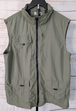 Ocean Coast Utility Fishing Cargo Vest Mens L Khaki Utility Techwear Granola Guy